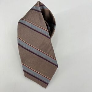 Christian Dior Tie vintage necktie Silk Stripes Tan Blue